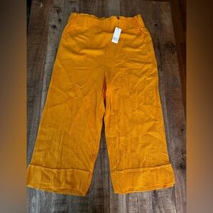 Kaktus Orange Textured 100% cotton gauze wide leg Pants 3X plus size NEW NWT